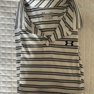 Under Armour Men's Polo Shirt - Black and White Stripes